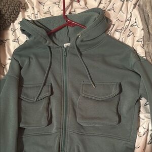 Green Hoodie with Front Pockets